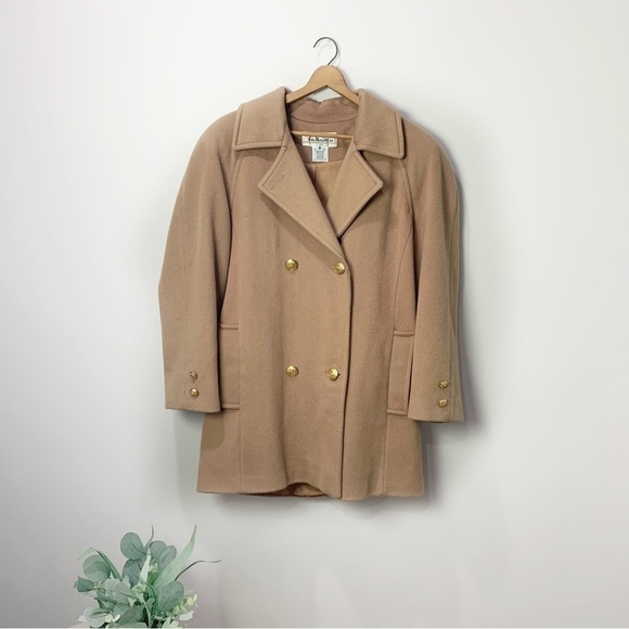 [Talbots] Women's Camel Tan Preppy Wool Blend Heavy Pea Coat Jacket - Picture 1 of 10
